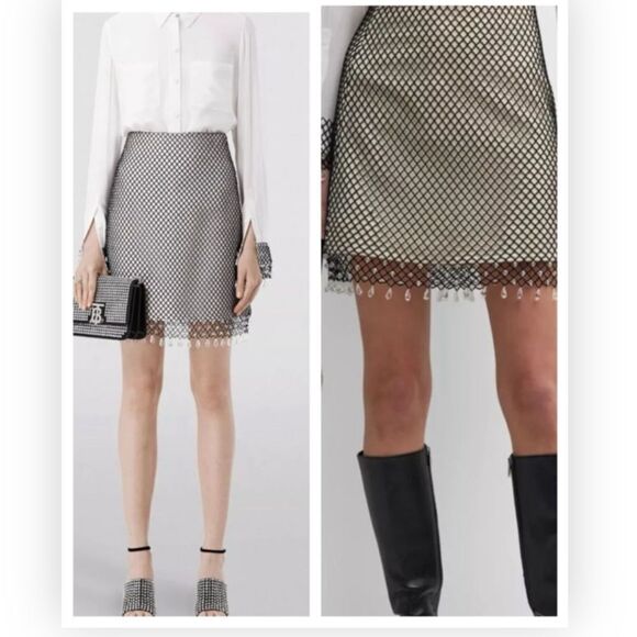 Burberry Gloria Crystal-Embellished Wool-Blend Skirt size 6 NWT $2050 - Picture 1 of 10